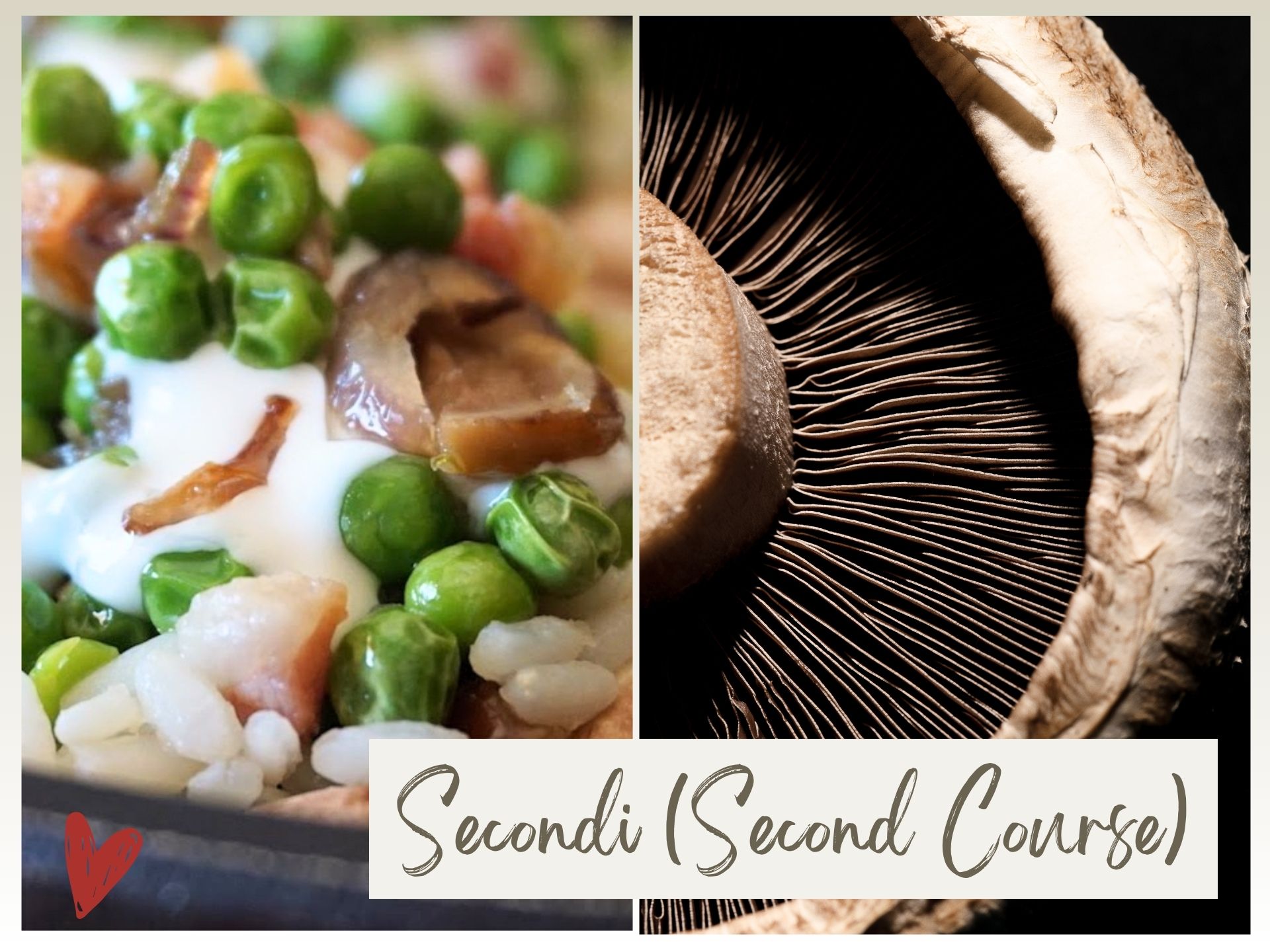 Secondi (Second Course) | Gluten-Free: Rice-stuffed Portobello mushrooms, with Boscaiola sauce (cov)