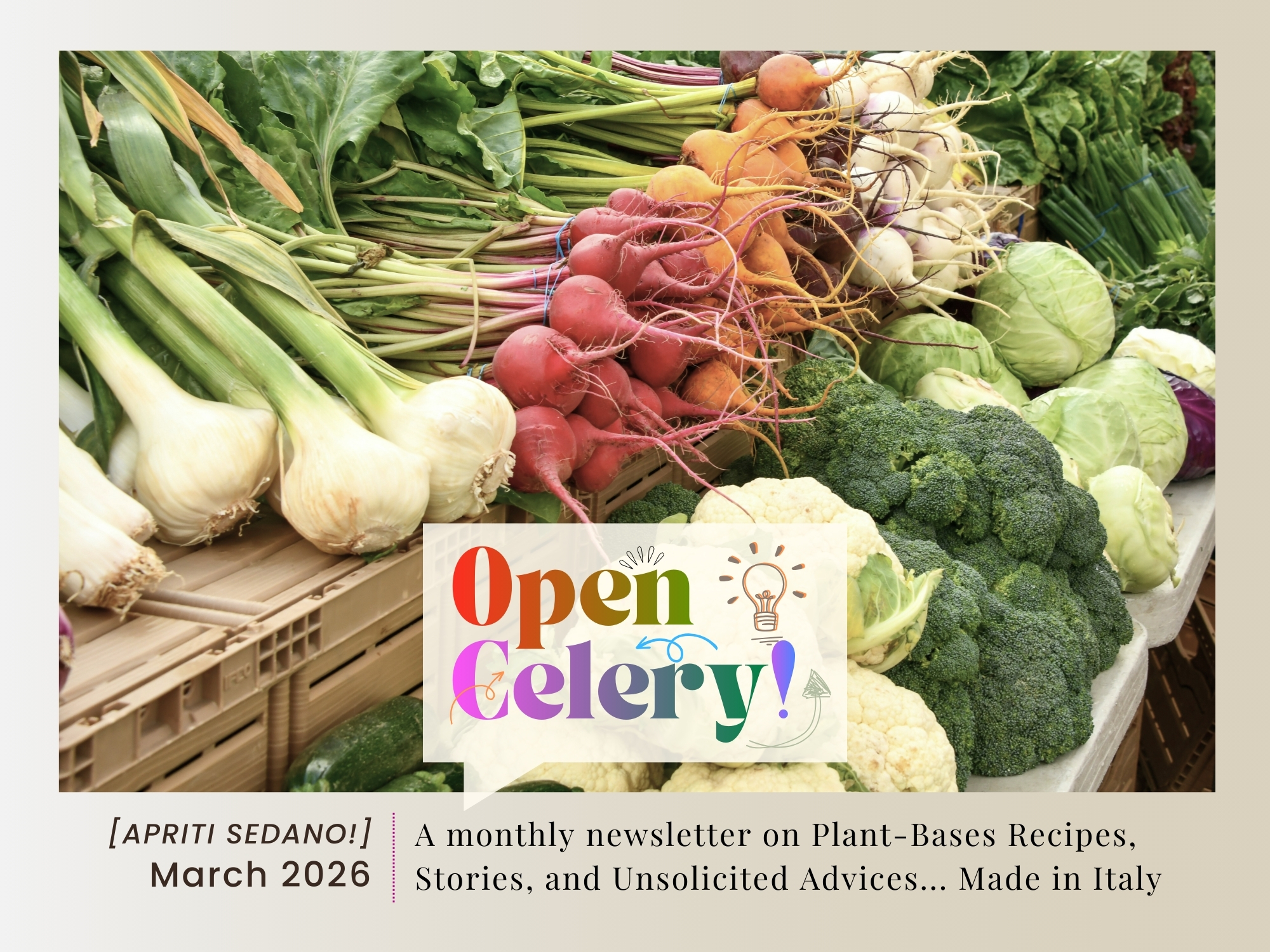 It's March, Spring is coming, sunny days ahead… Open Celery! [cov] fresh veggies at the farmer's market